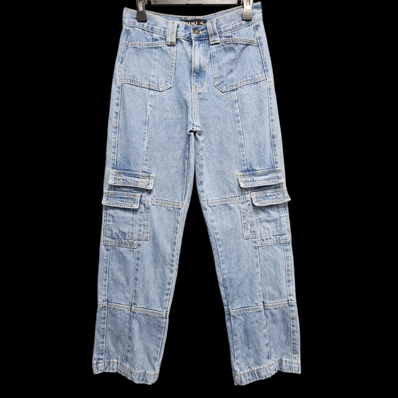 Lioness Pants - Lioness The Stacey Cargo Jeans Womens Medium (Fits 27x28) High Rise Straight Leg